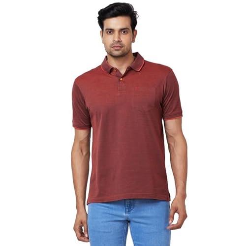 raymond regular fit brown t-shirt for men