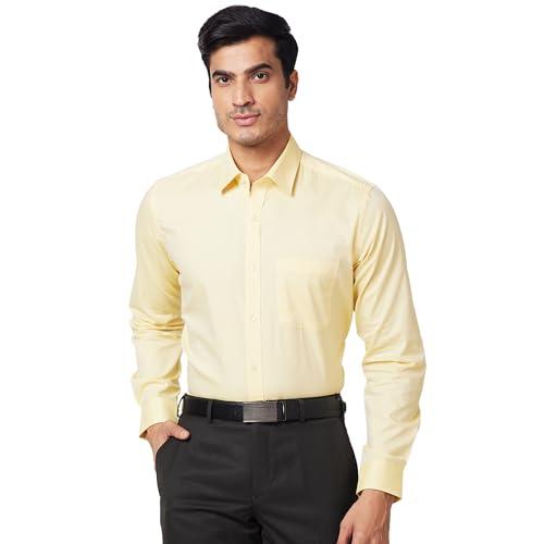 raymond regular fit self design medium yellow shirt (size: 42)-rmsx12863-y4