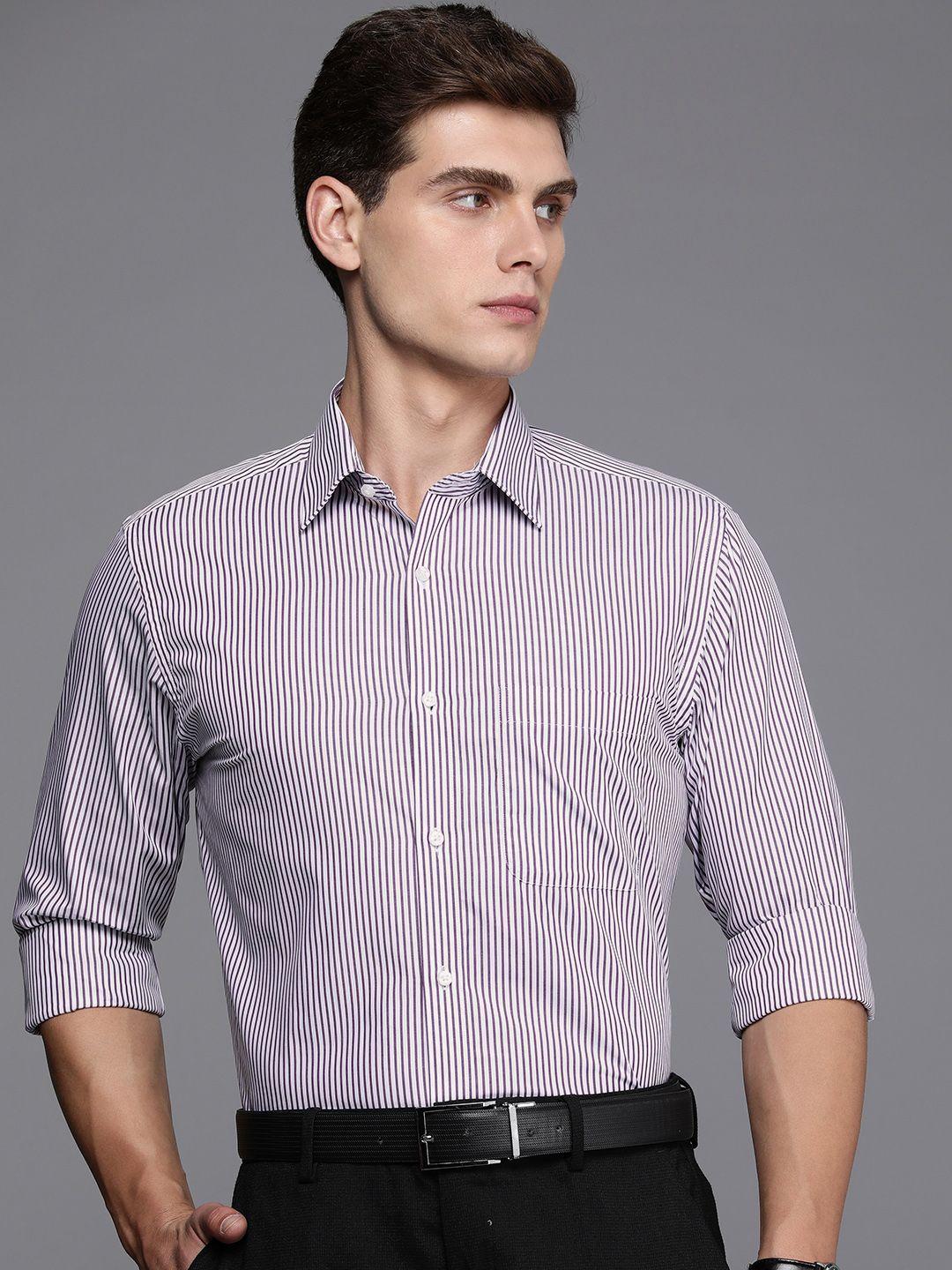 raymond slim fit pure cotton striped formal shirt