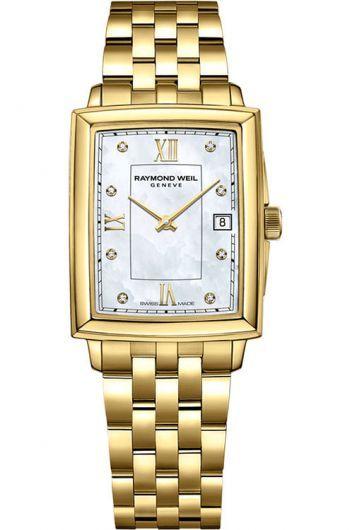 raymond weil toccata mop dial quartz watch with steel & yellow gold pvd bracelet for women - 5925-p-00995