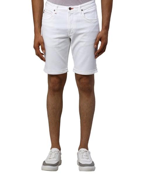 raymond white slim fit shorts