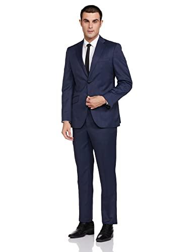 raymond wool blend men's full sleeve contemporary fit dark blue formal suit (rpdc01913-b8 108)