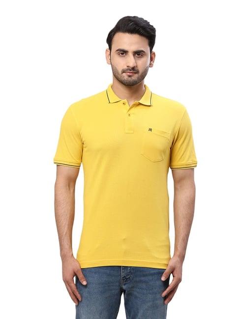 raymond yellow cotton slim fit polo t-shirt