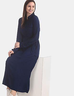 rayon belted shirt dress