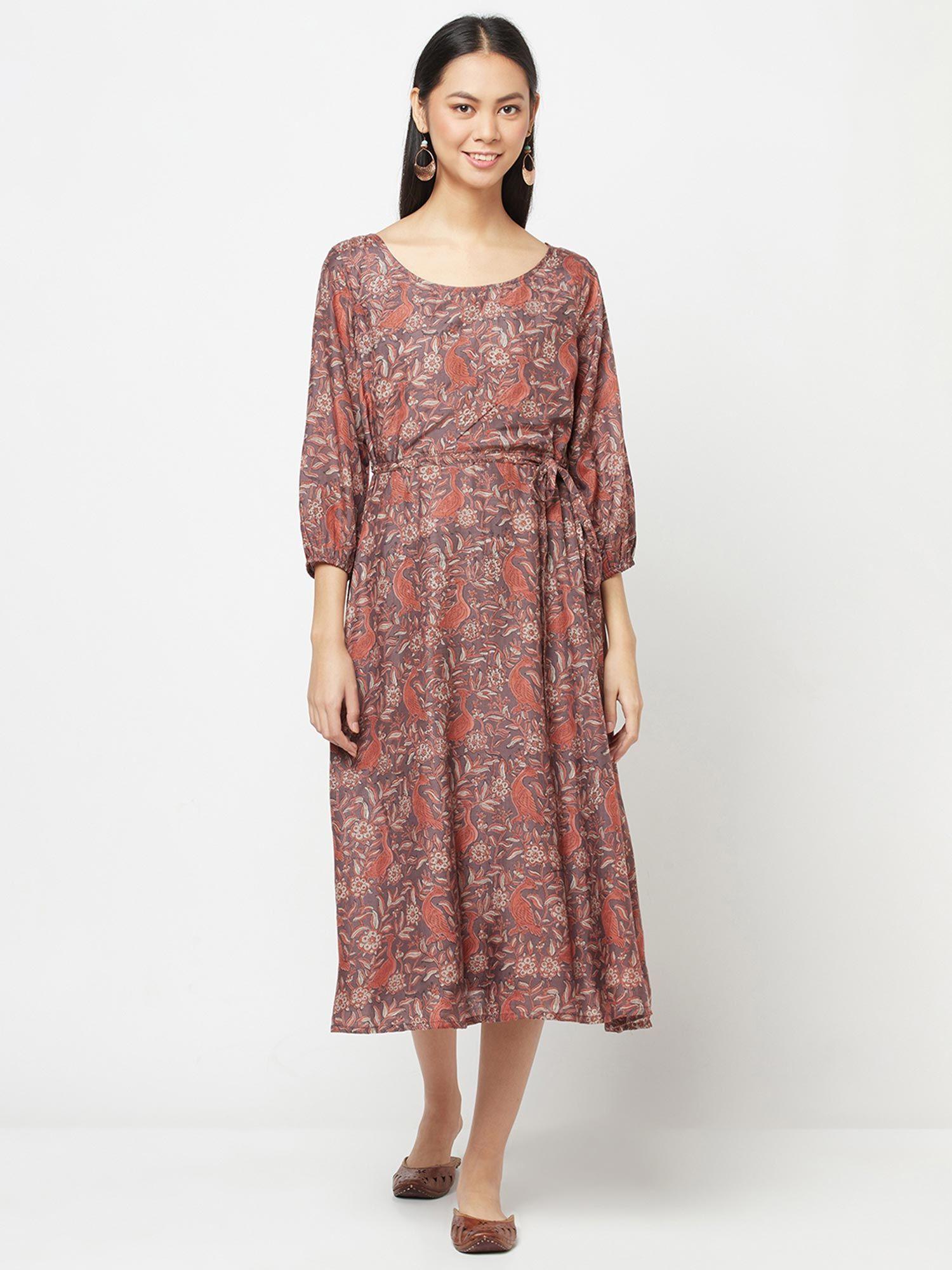 rayon blend block printed dress