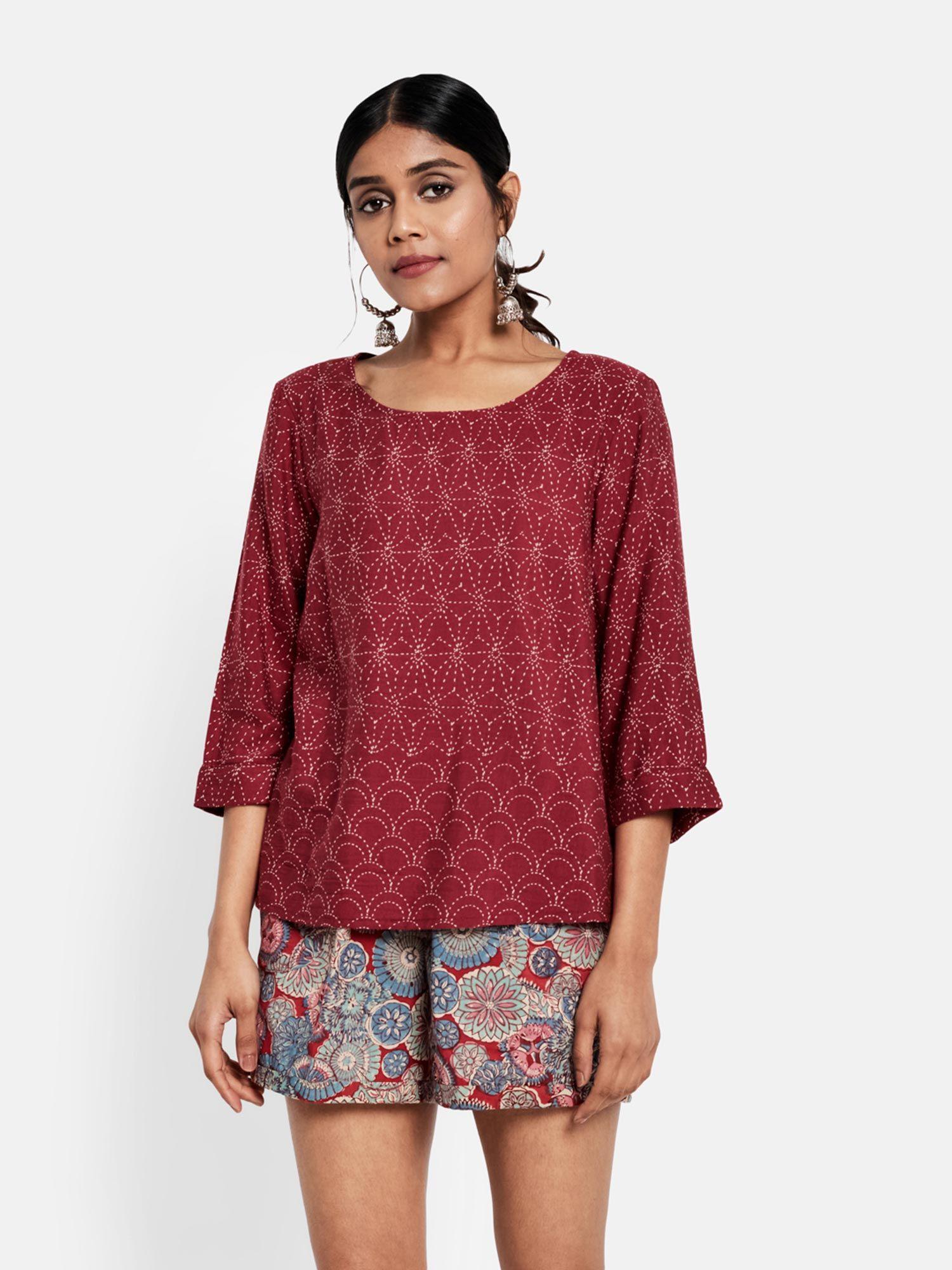 rayon blend printed short top