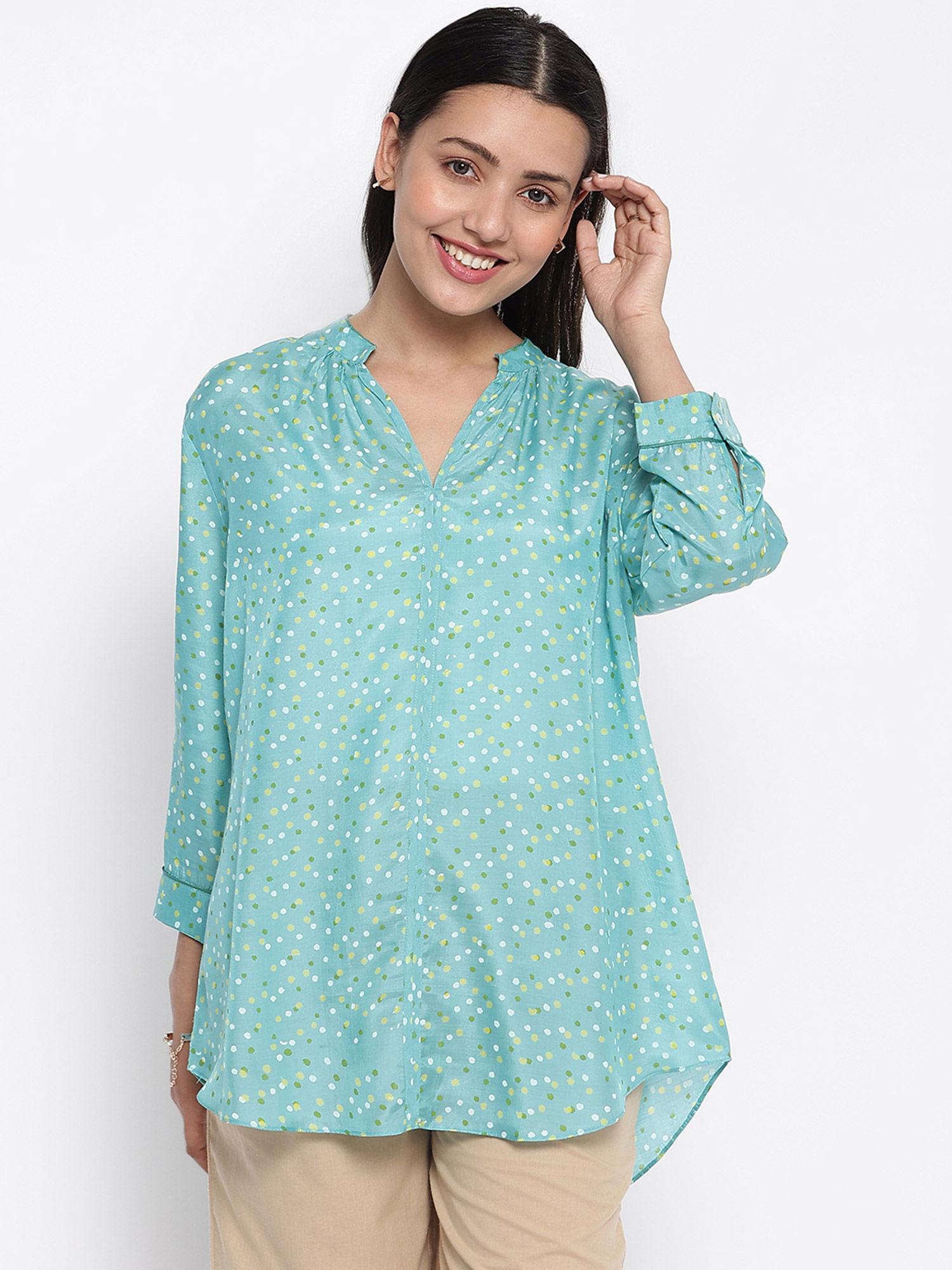 rayon blend printed tunic