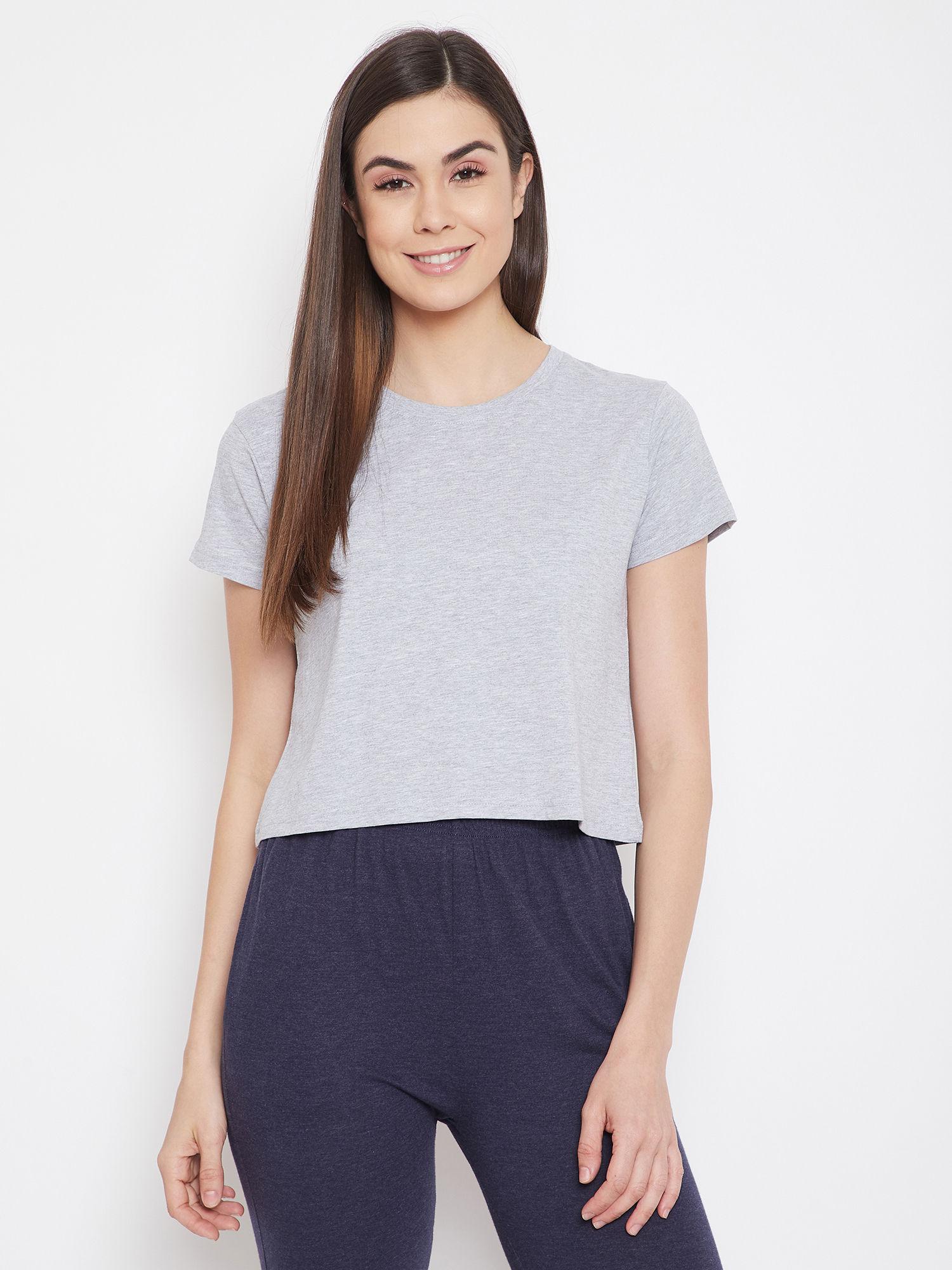 rayon chic basic lounge t-shirt-assorted color - grey