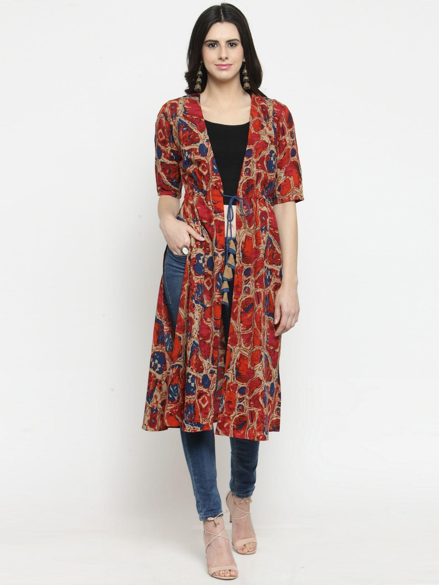 rayon multi-color abstract print shrug