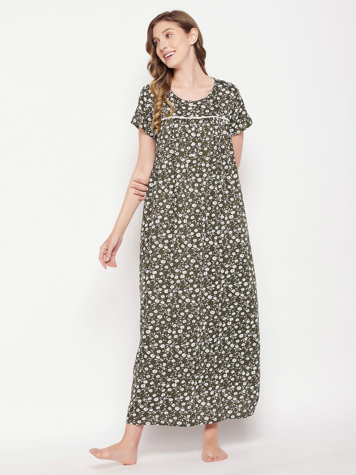 rayon printed long night dress