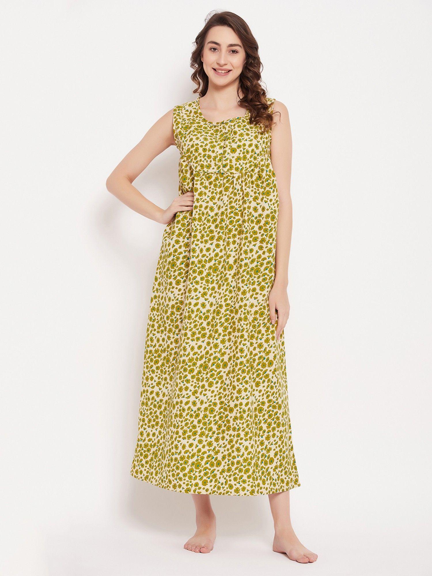 rayon printed long night dress