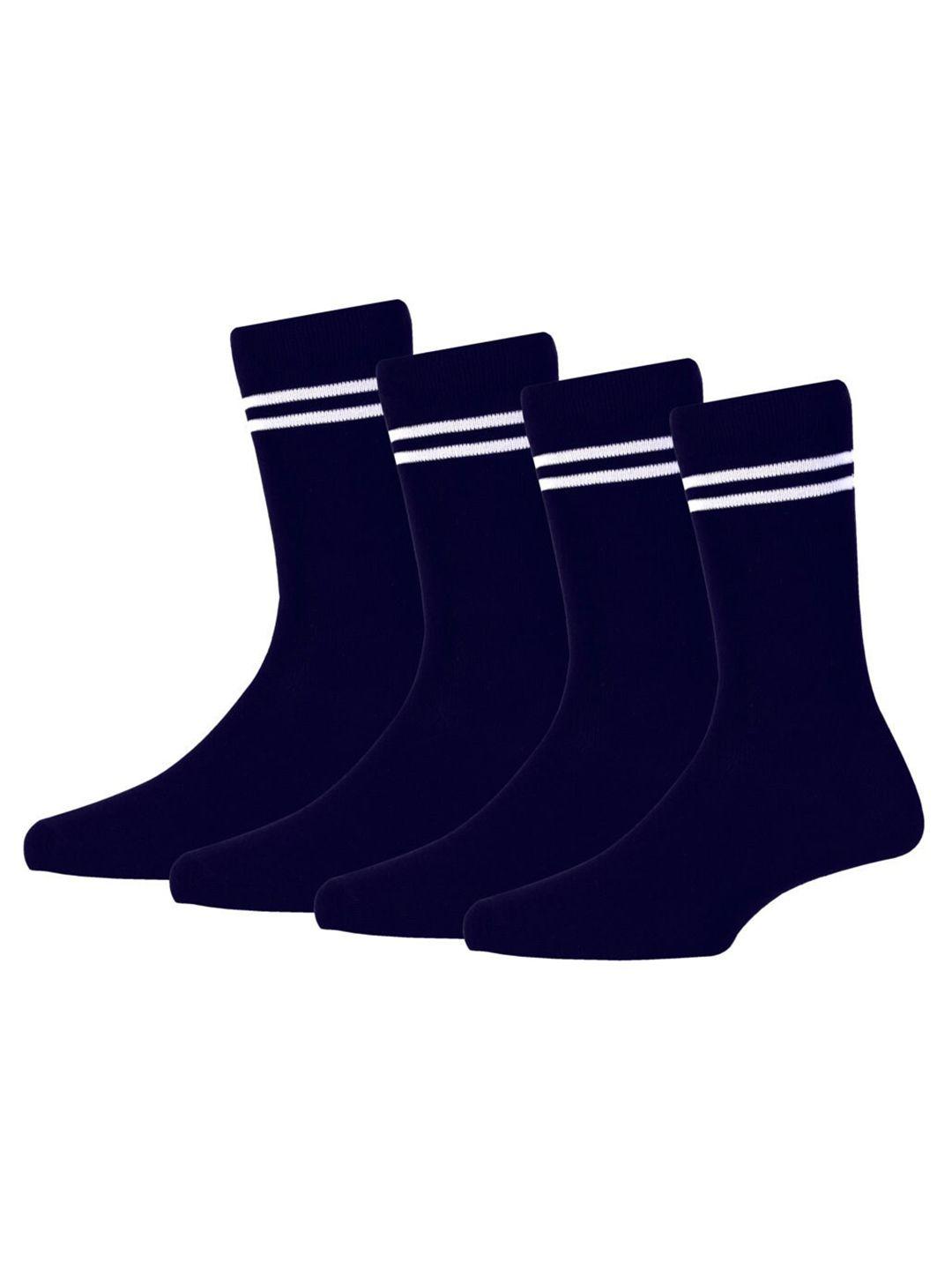 rc. royal class kids pack of 4 navy blue striped calf-length socks