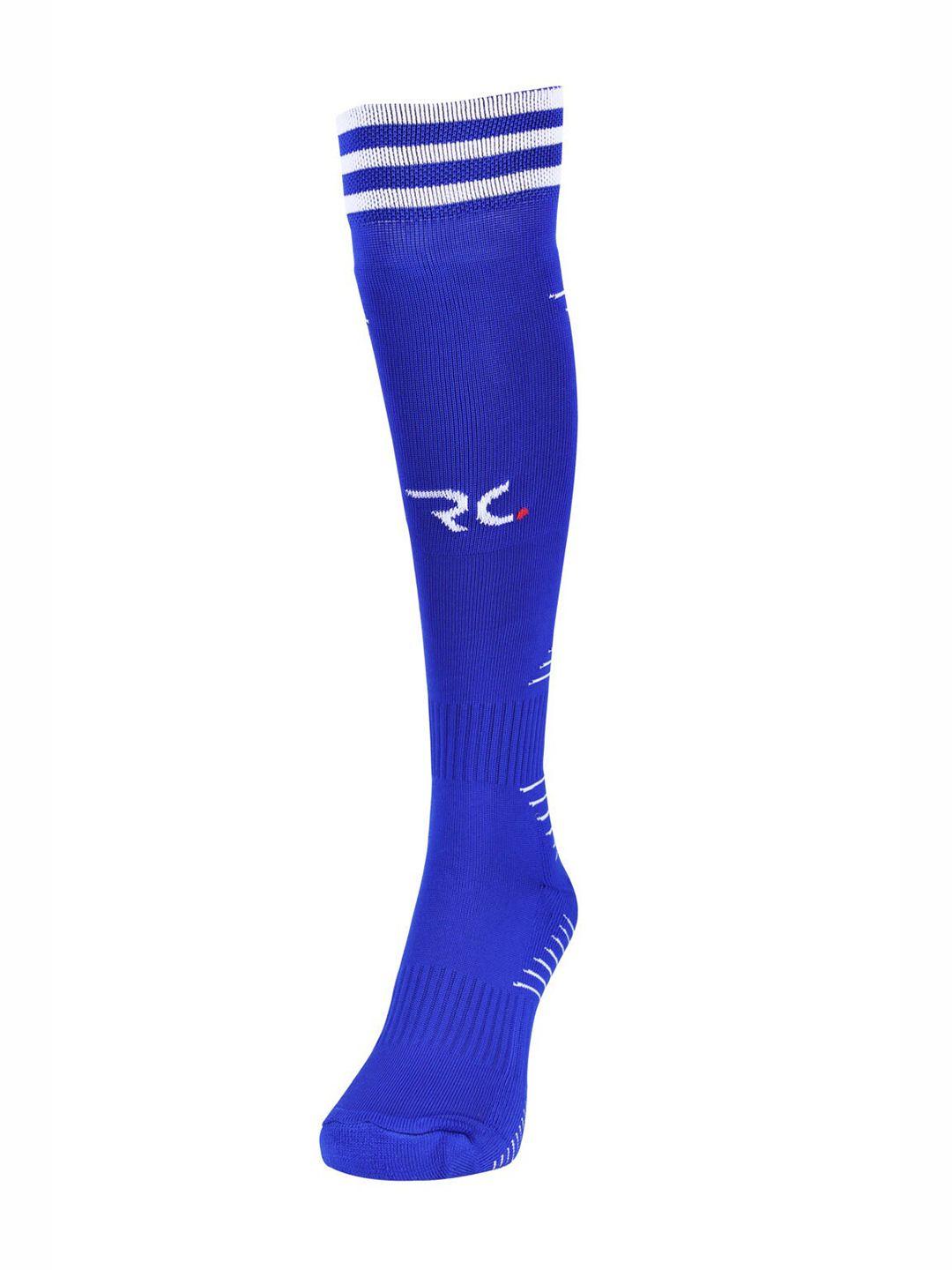 rc. royal class men football blue stripe knee-length socks