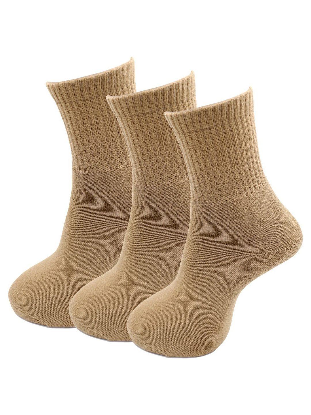 rc. royal class men pack of 3 beige solid ankle length socks
