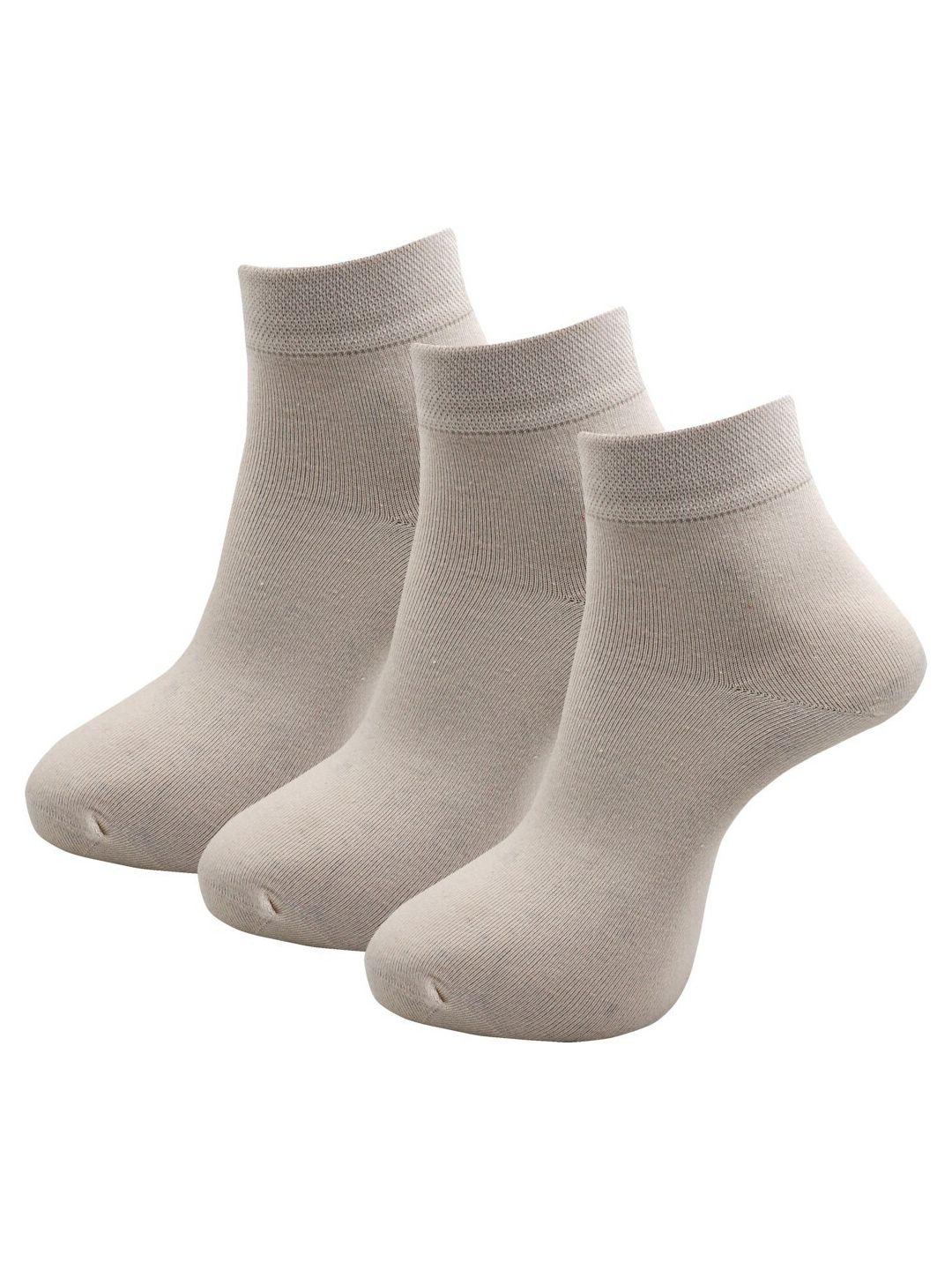 rc. royal class men pack of 3 beige solid cotton ankle-length socks