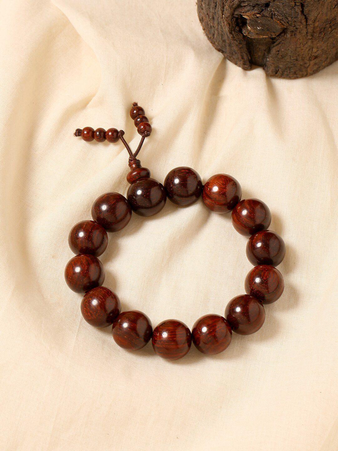 rdk unisex red & coffee brown wood handcrafted charm bracelet