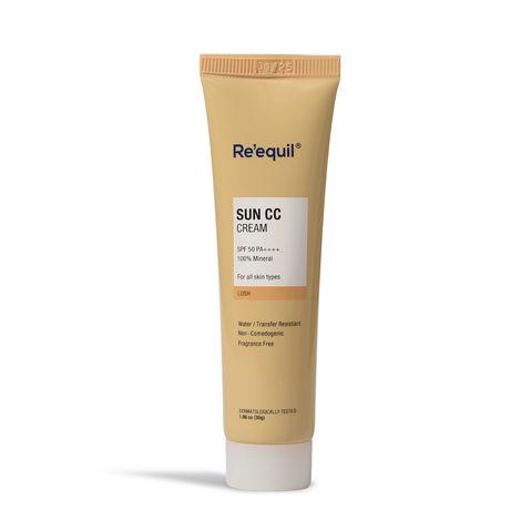 re’equil sun cc cream (lush) spf 50 pa++++, 100% mineal uv filter, (30 g)