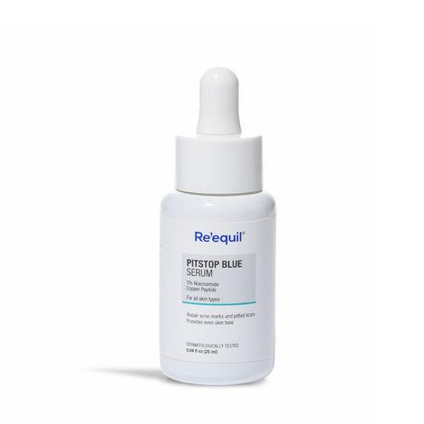 re'equil pitstop blue 5 % niacinamide copper peptide serum for acne scars & marks