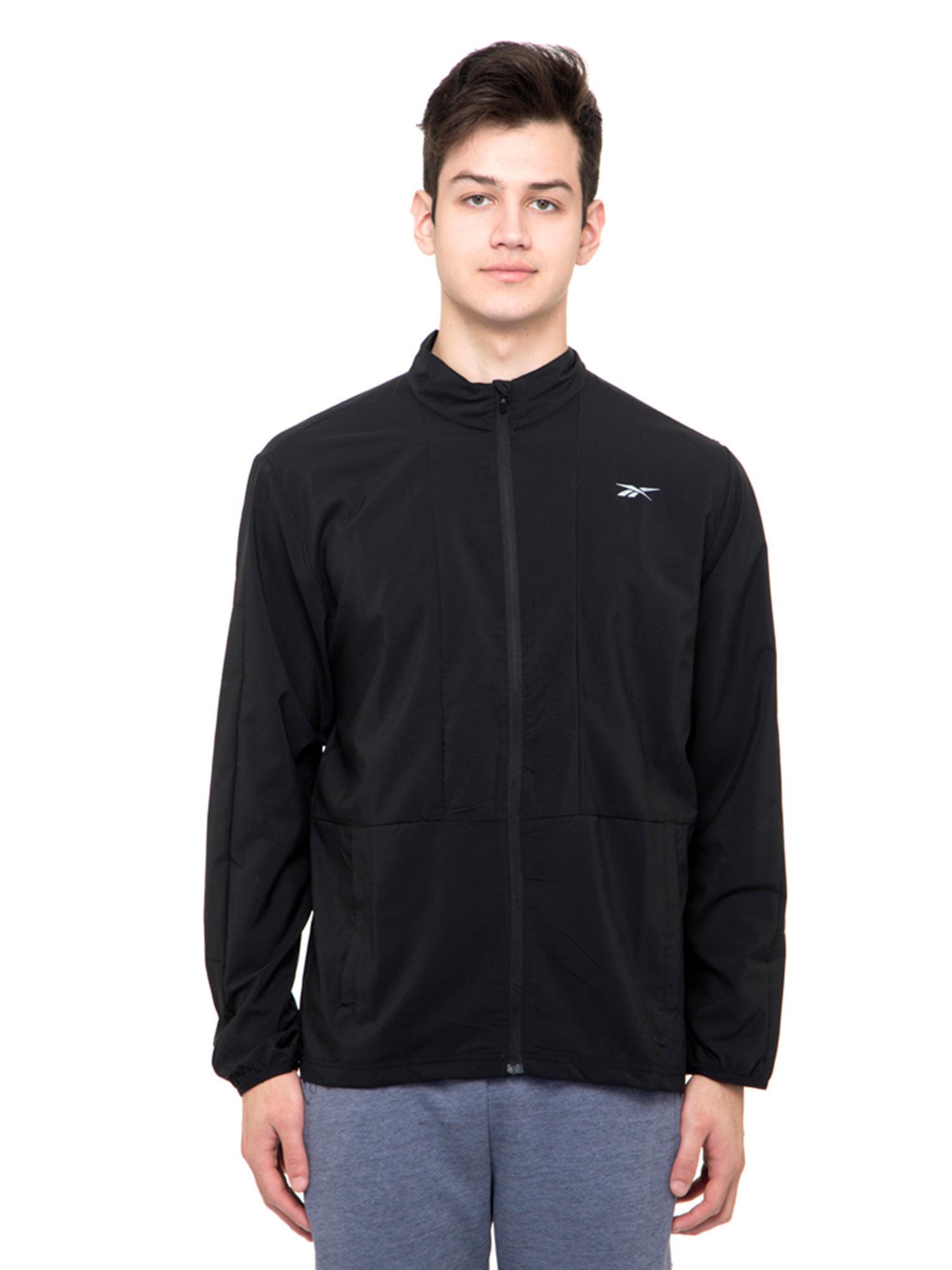 re woven wind jkt black running jacket