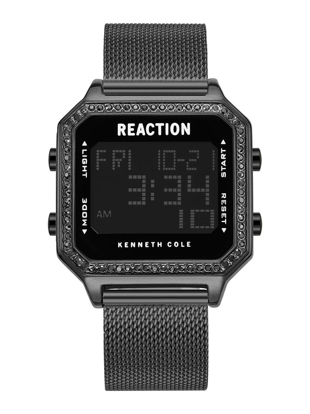 reaction kenneth cole women black dial & black straps digital watch-krwgj9007901