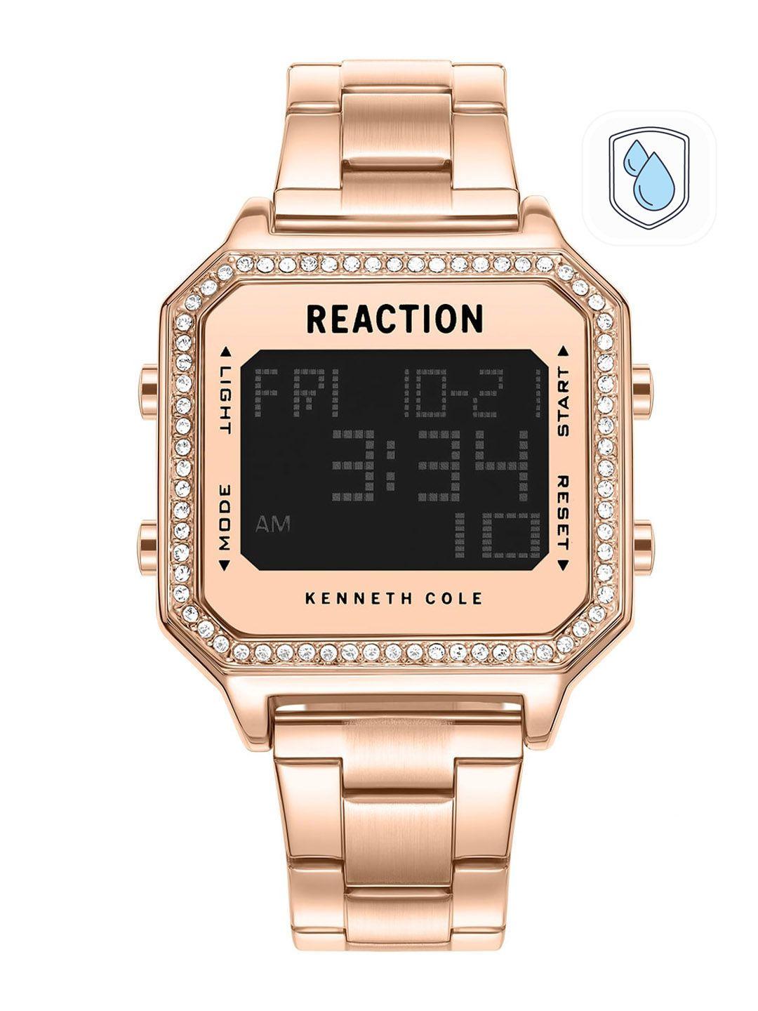 reaction kenneth cole women rose gold-toned dial & straps digital watch krwgj9007903