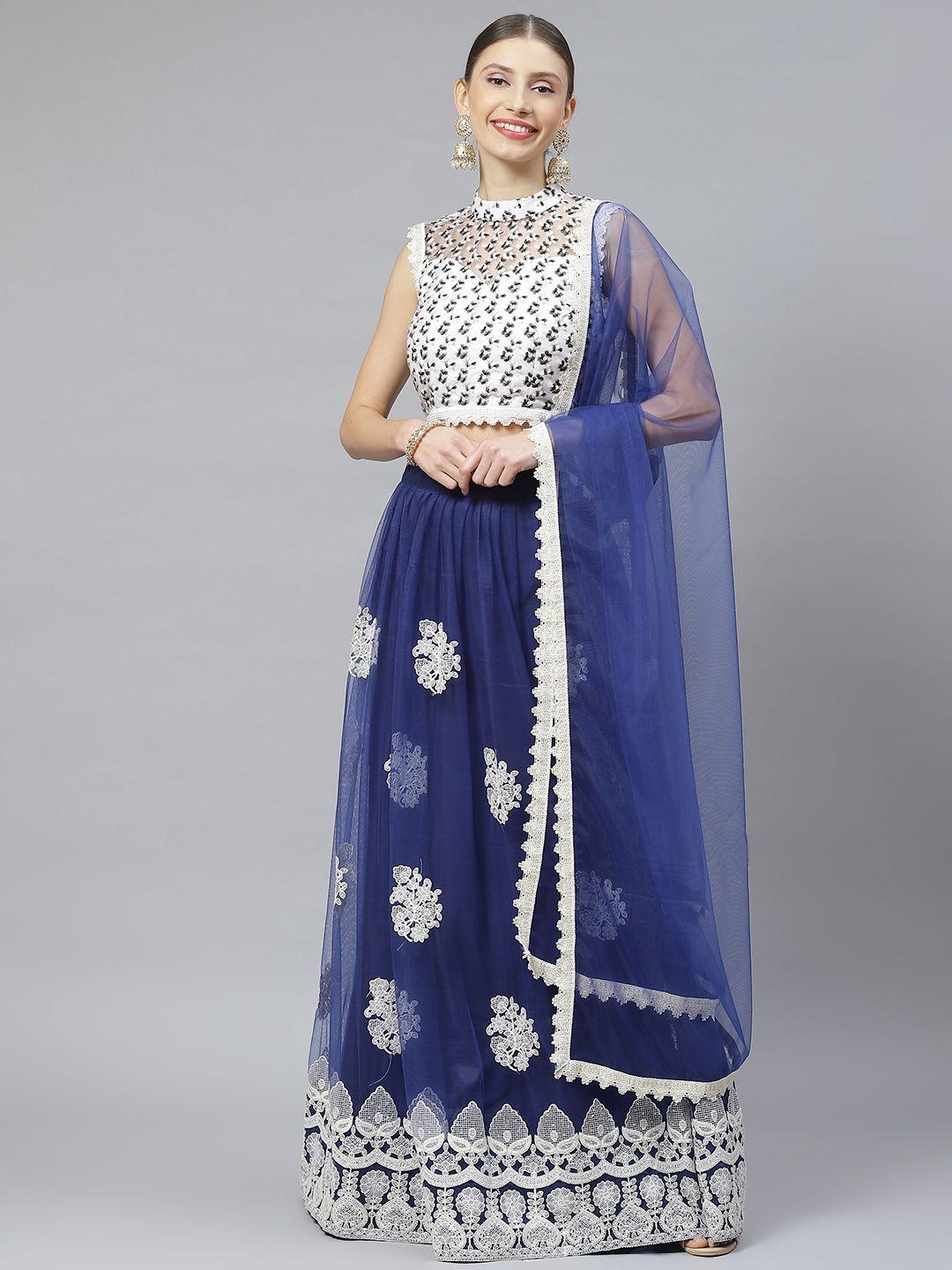 readiprint fashions embroidered semi-stitched lehenga & unstitched blouse with dupatta