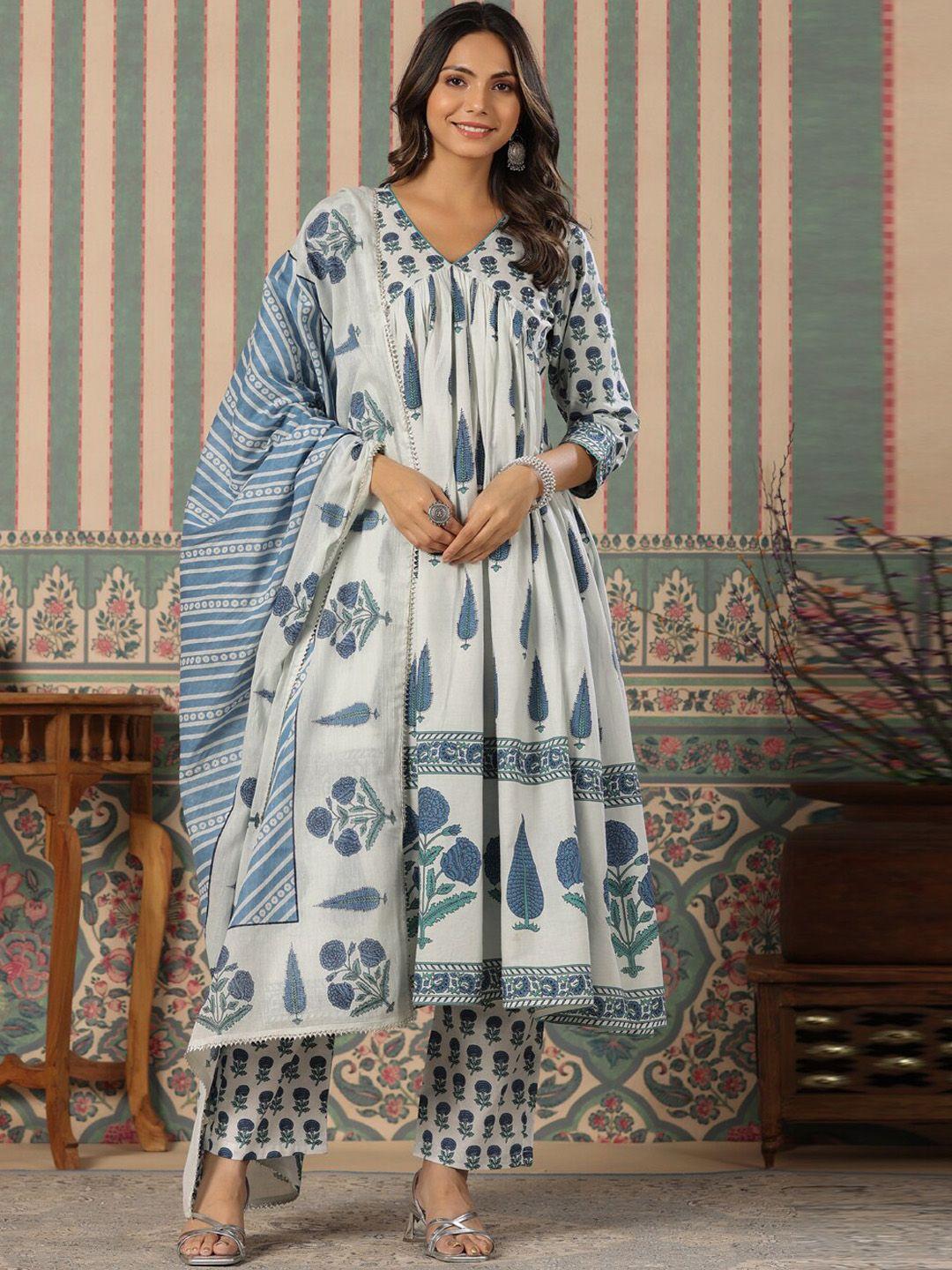 readiprint fashions ethnic motifs printed empire sequinned pure cotton kurta set