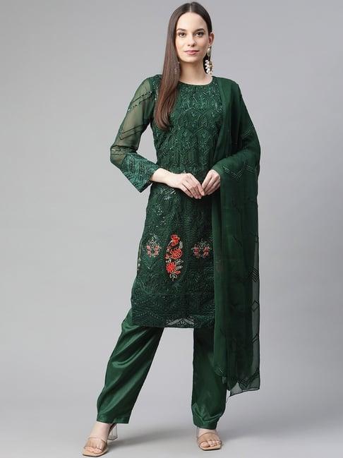 readiprint fashions green embroidered unstitched dress material