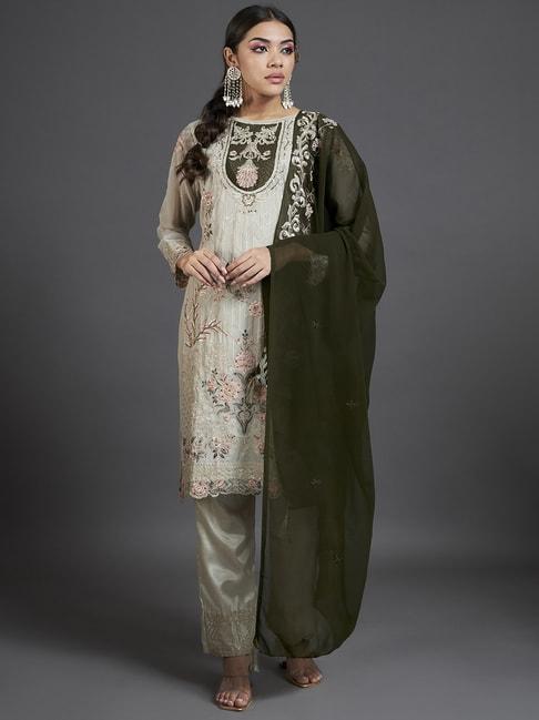 readiprint fashions grey embroidered unstitched dress material