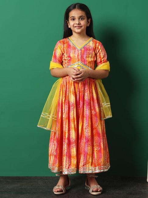readiprint fashions kids multicolor floral print lehenga, choli with dupatta