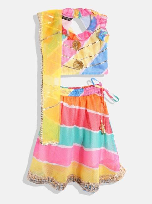 readiprint fashions kids multicolor striped lehenga, choli with dupatta