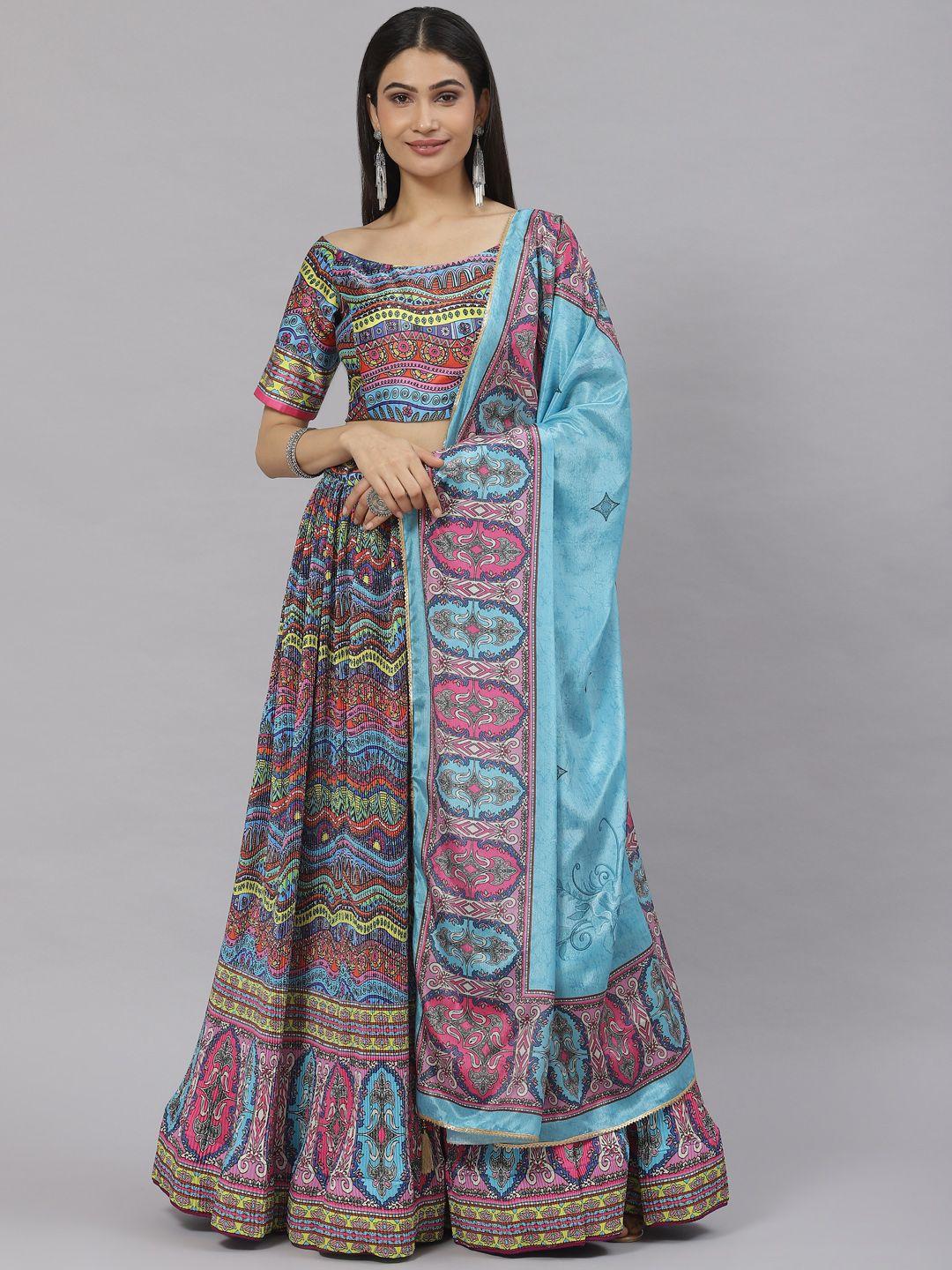readiprint fashions printed unstitched lehenga & blouse with dupatta