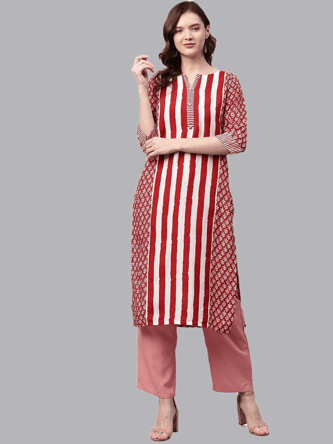 readiprint fashions striped printed cotton straight kurta