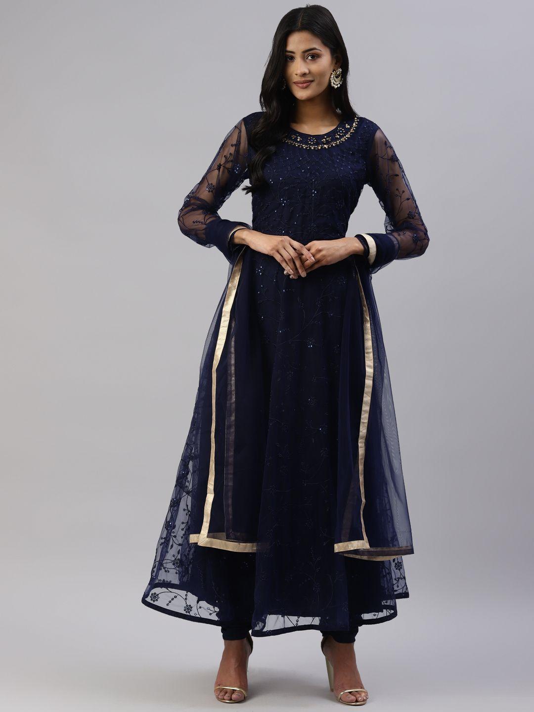 readiprint fashions women blue embroidered unstitched dress material