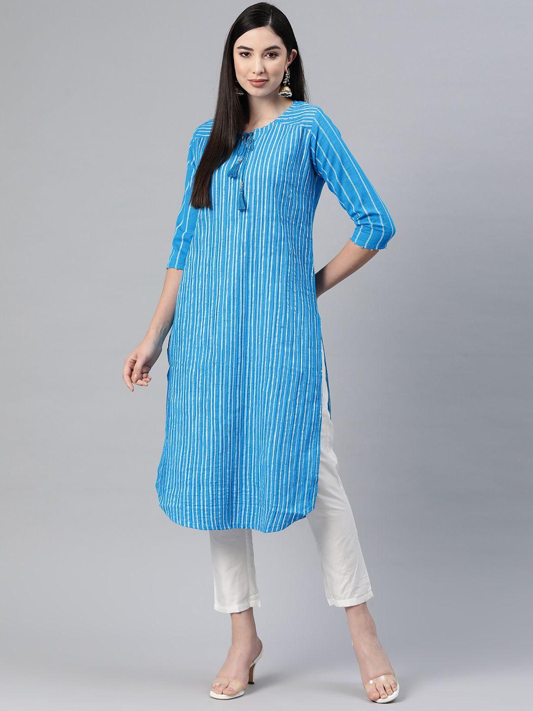 readiprint fashions women striped cotton kurta