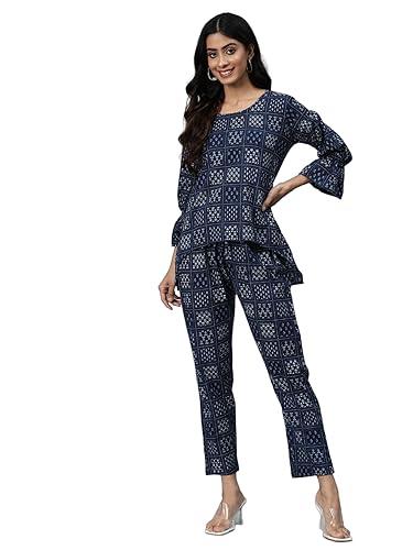 readiprint fashions a-line style cotton fabric co-ord set (navy blue_3xl)