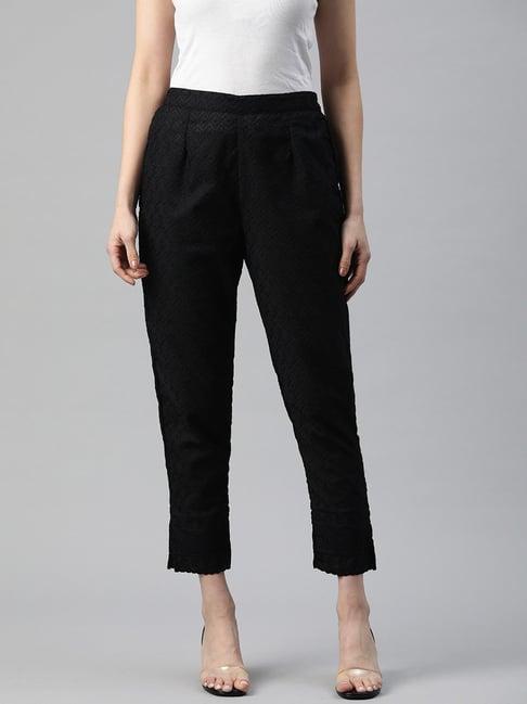 readiprint fashions black cotton embroidered pants