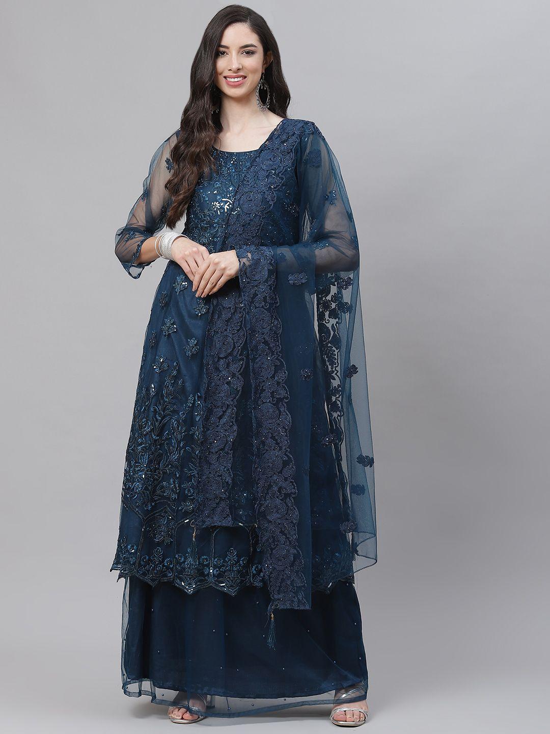 readiprint fashions blue embroidered unstitched dress material
