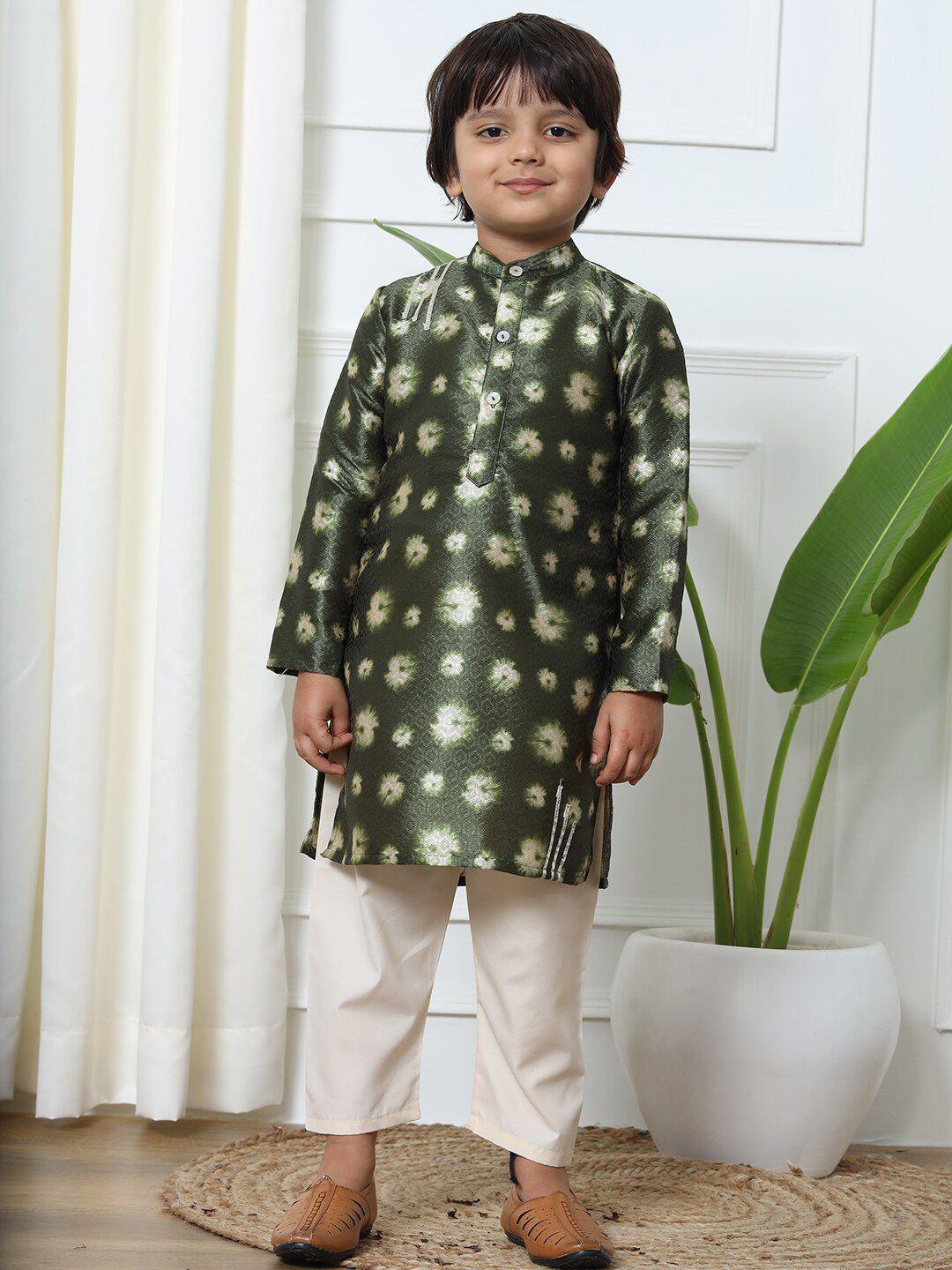 readiprint fashions boys abstract printed regular gotta patti kurta set with nehru jacket