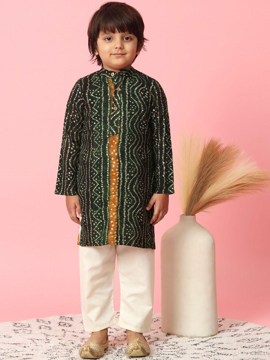 readiprint fashions boys bandhani printed regular kurta with pyjamas