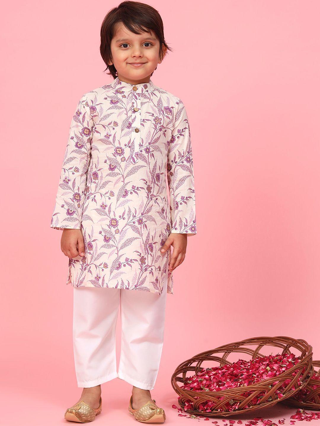 readiprint fashions boys floral printed regular pure cotton kurta with pyjamas