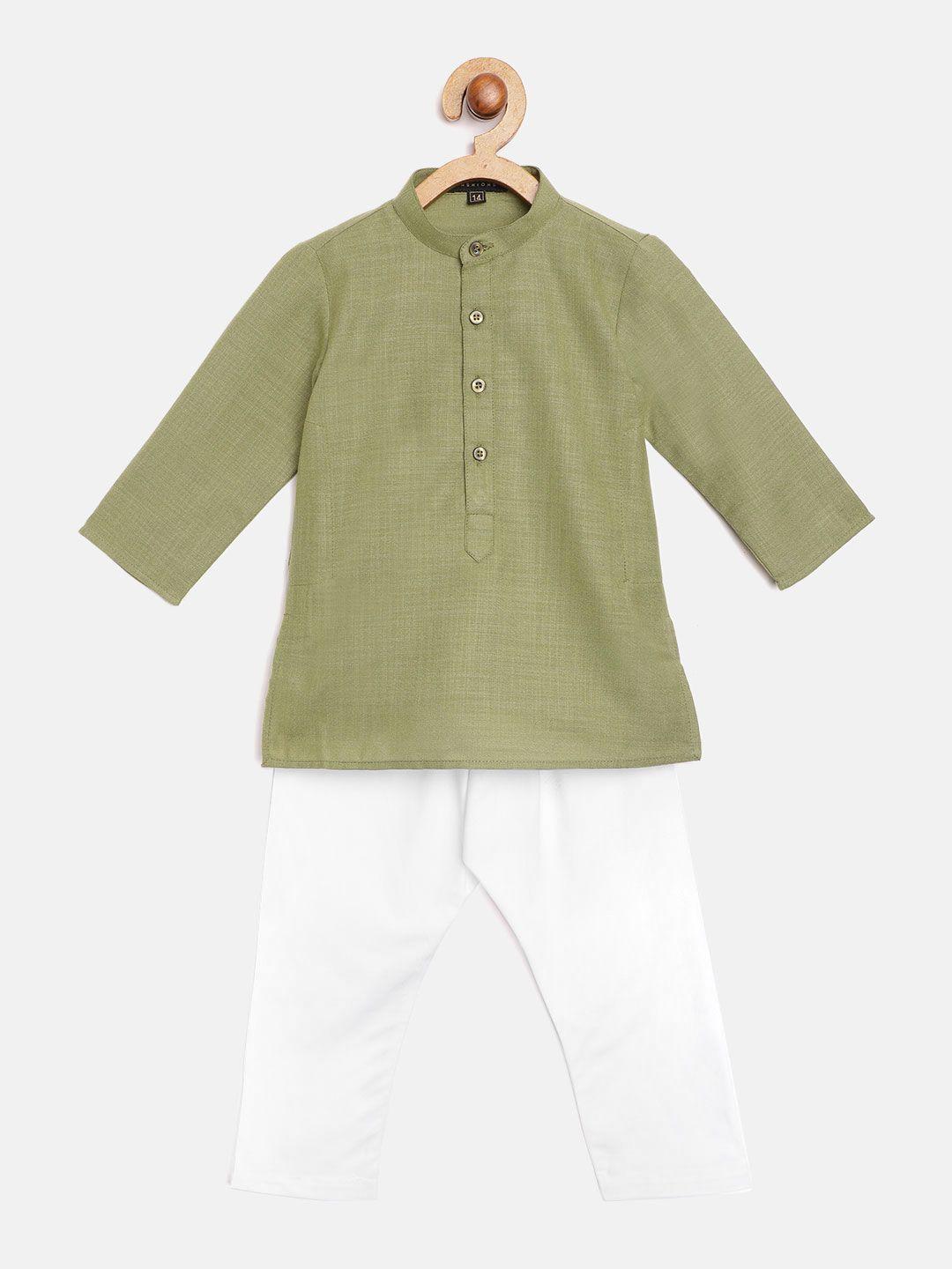 readiprint fashions boys olive green kurta with pyjamas