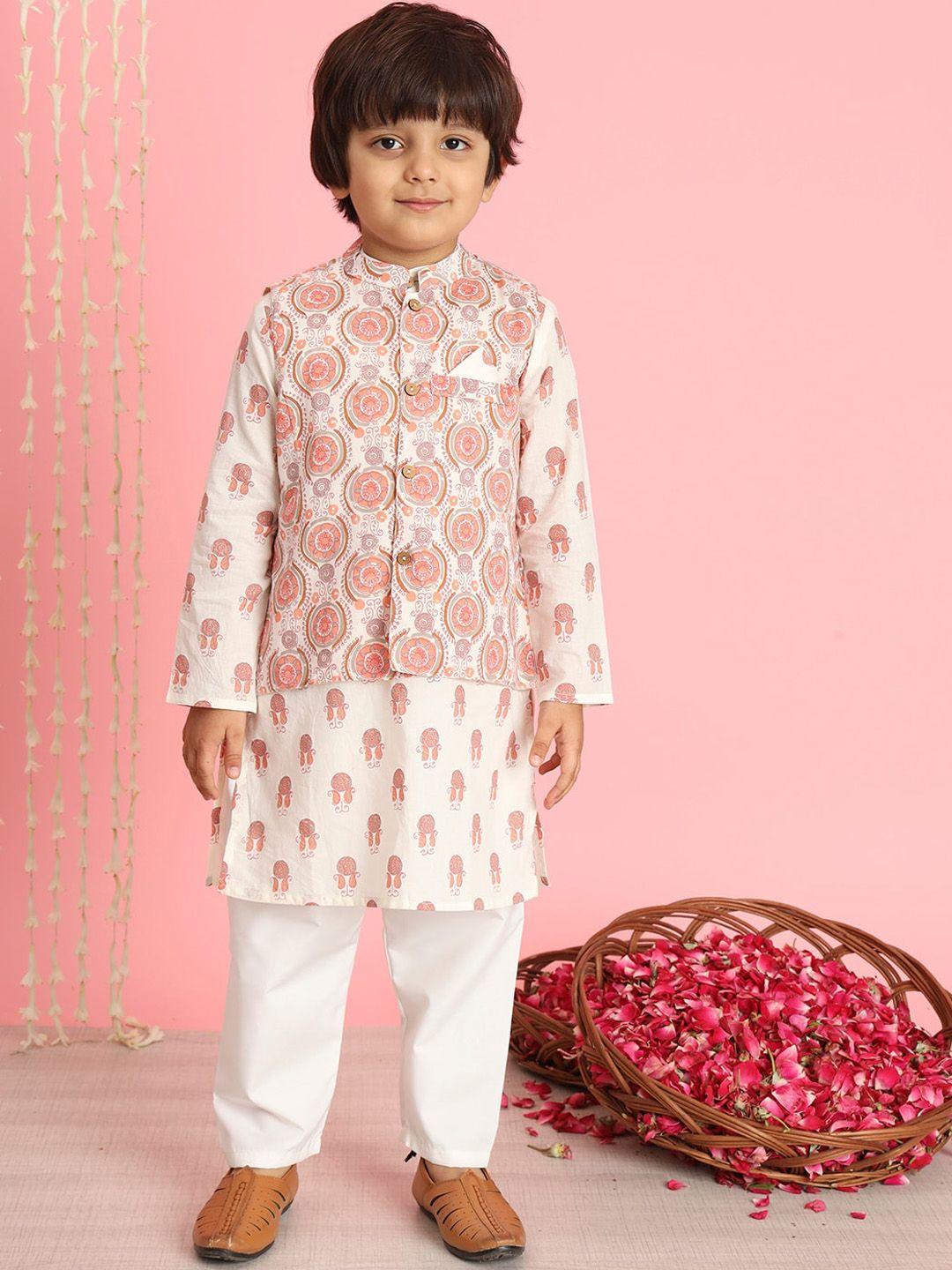 readiprint fashions boys paisley printed pure cotton kurta with pyjamas
