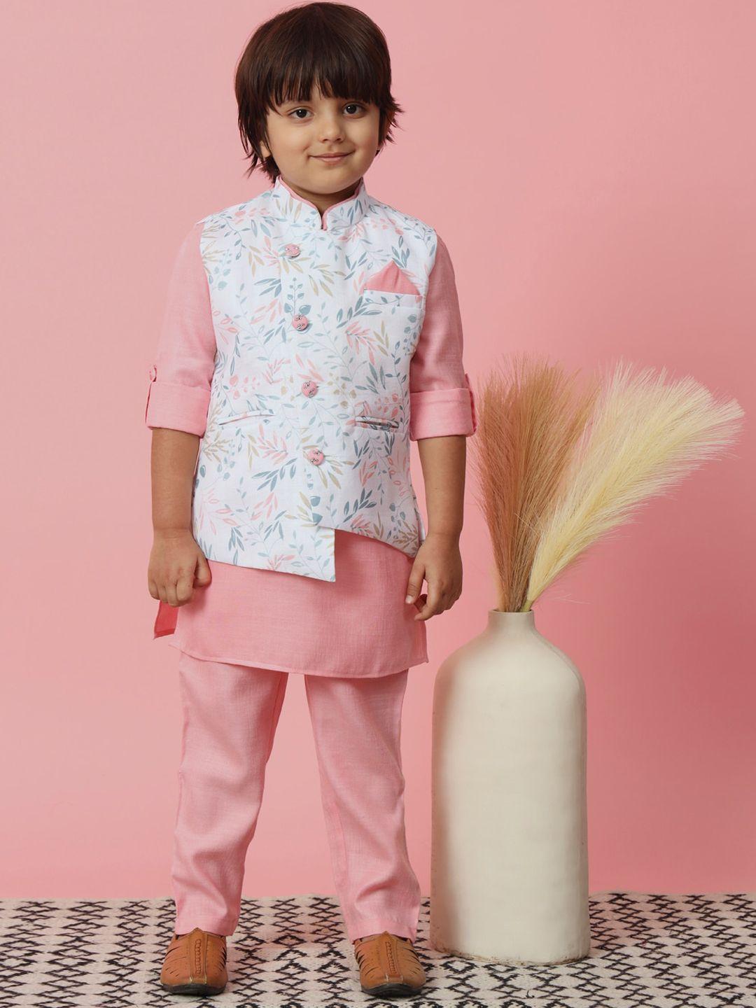 readiprint fashions boys pink regular kurta with trousers
