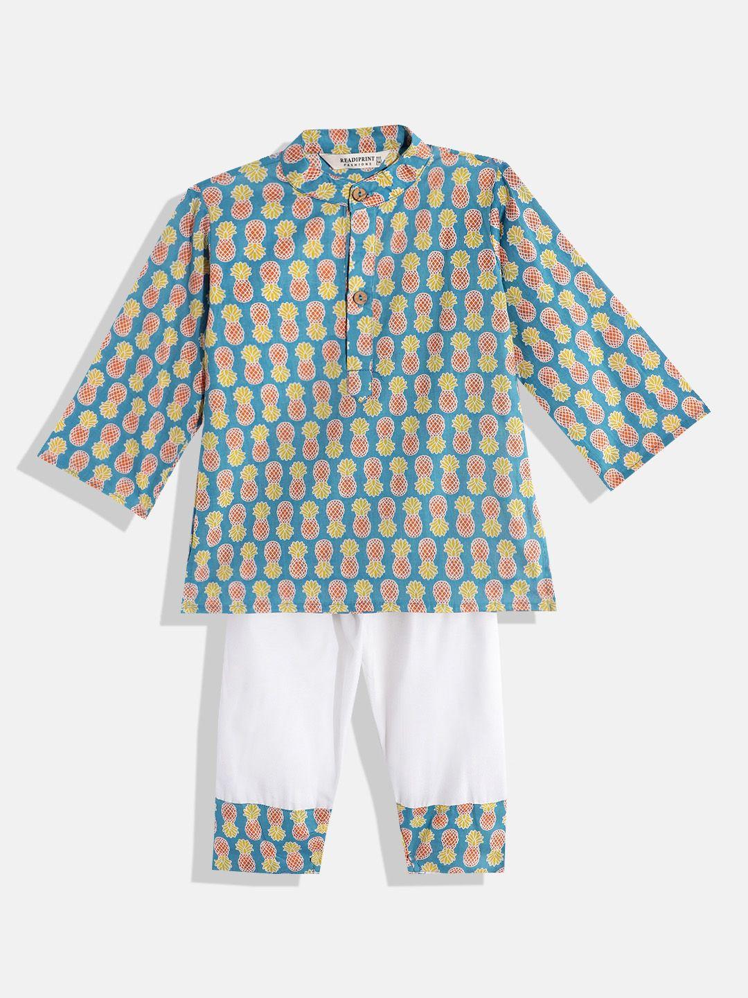 readiprint fashions boys printed pure cotton kurta with pyjamas