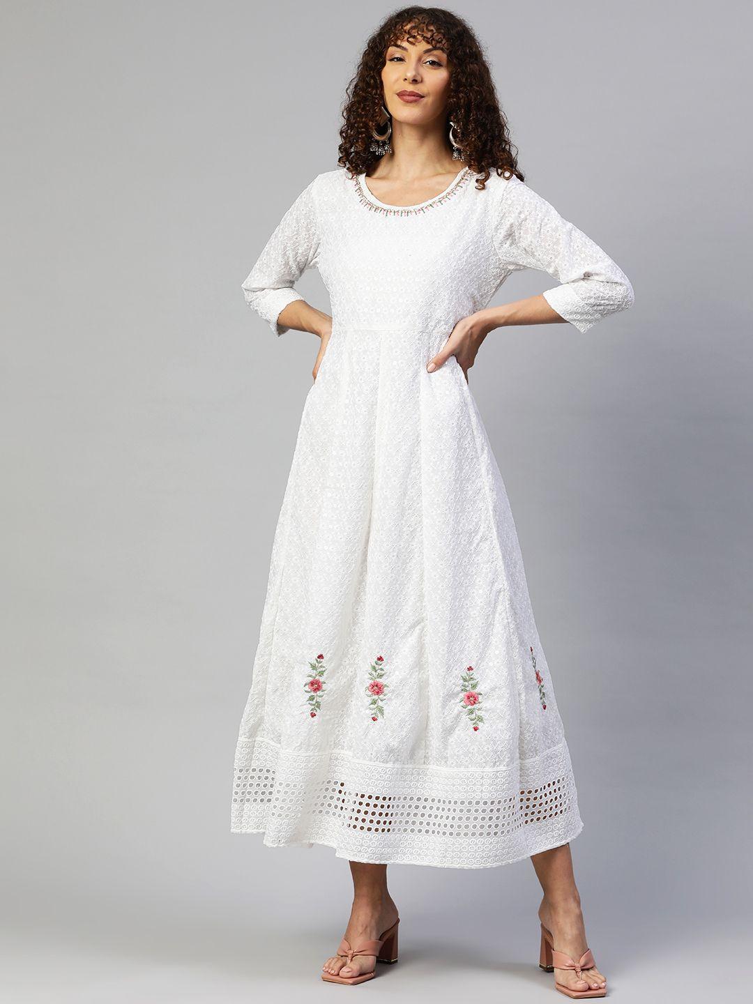 readiprint fashions cotton embroidered chikankari sequinned ethnic maxi dress