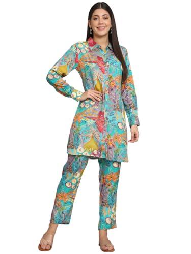 readiprint fashions curved style silk fabric co-ord set (teal_m)