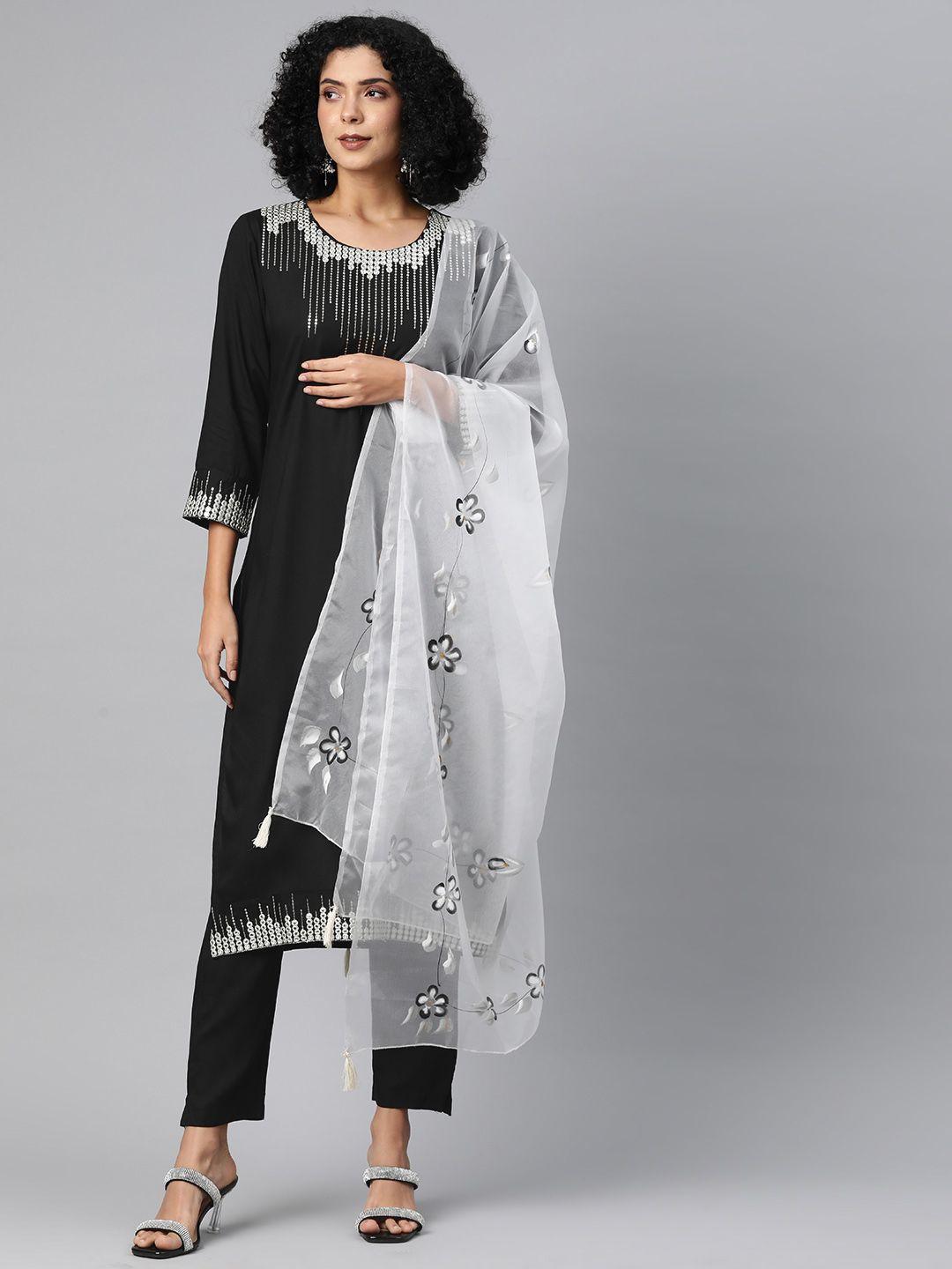 readiprint fashions embroidered regular mirror work  kurta with trousers & dupatta