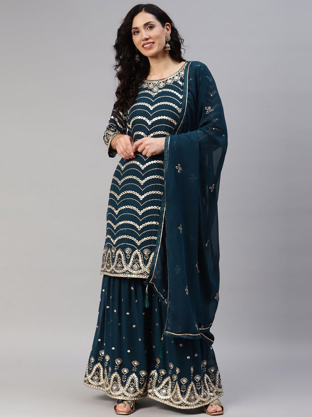 readiprint fashions embroidered semi-stitched dress material