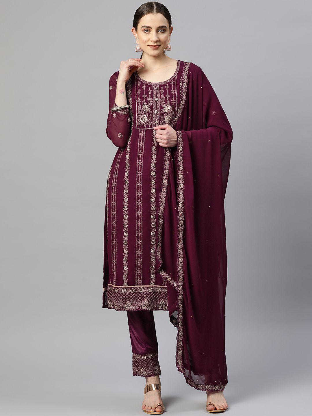 readiprint fashions embroidered semi-stitched dress material